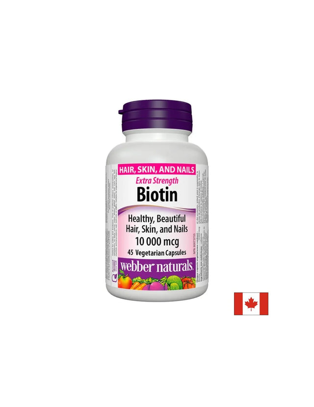 Biotin Extra Strength / Биотин екстра сила, 10000 mcg, 45 капсули Webber Naturals - Nutra Best