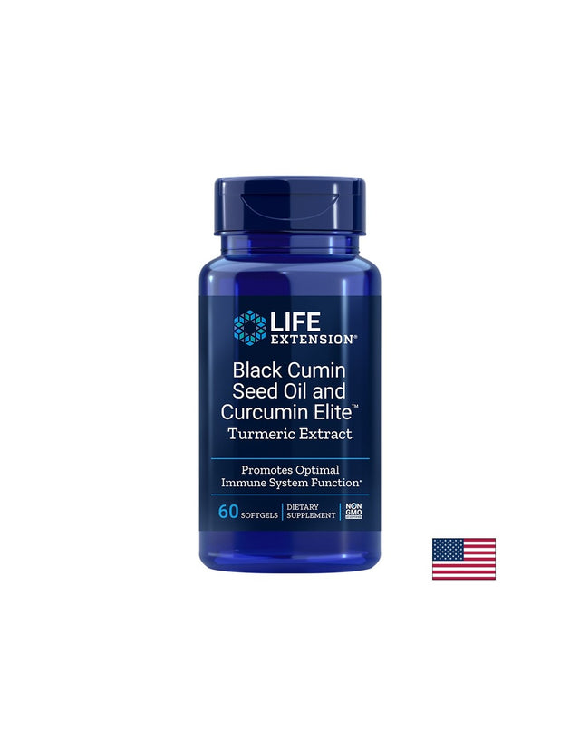Black Cumin Seed Oil and Curcumin Elite™/ Черен кимион масло + Куркумин х 60 софтгел капсули  Life Extension - Nutra Best Bulgaria