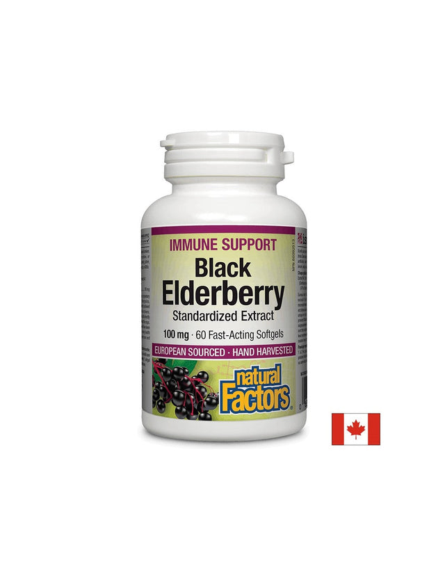 Black Elderberry Standardized Extract 100 mg - 60 Гел капсули  Natural Factors - Nutra Best Bulgaria