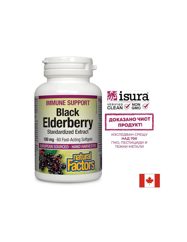 Black Elderberry Standardized Extract 100 mg - 60 Гел капсули - Nutra Best