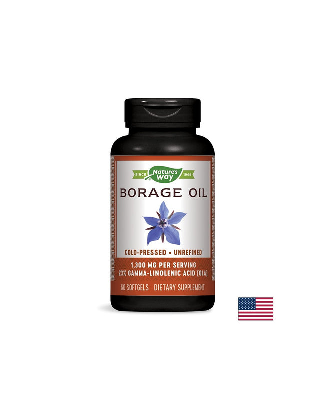 Borage Oil 23% GLA/ Пореч масло 1300 mg х 60 капсули Nature’s Way  Nature’s Way - Nutra Best Bulgaria