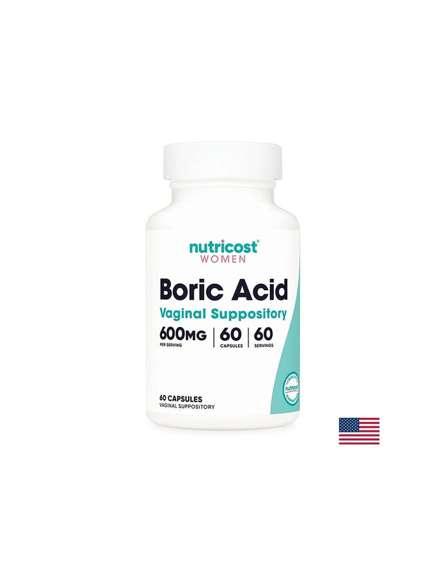 Вагинални инфекции - Борна киселина (Boric Acid), 600 mg х 60 вагинални капсули  Nutricost - Nutra Best Bulgaria