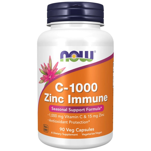 C-1000 Zinc Immune | Vitamin C + Zinc Bisglycinate - 90 капсули  NOW Foods - Nutra Best Bulgaria