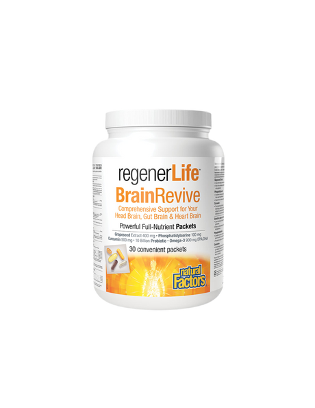 30 дневна програма в подкрепа на когнитивното и мозъчно здраве - Rеgener Life™ BrainRevive, 30 индивидуално опаковани пакетчета Natural Factors - Nutra Best