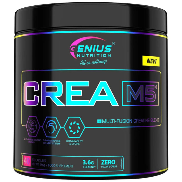 CREA-M5 | with 5 Forms of Creatine - 200 капсули  Genius Nutrition - Nutra Best Bulgaria
