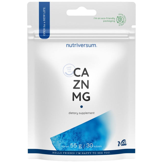Ca/Zn/MG | Calcium Magnesium Zinc Formula - 30 Таблетки  Nutriversum - Nutra Best Bulgaria