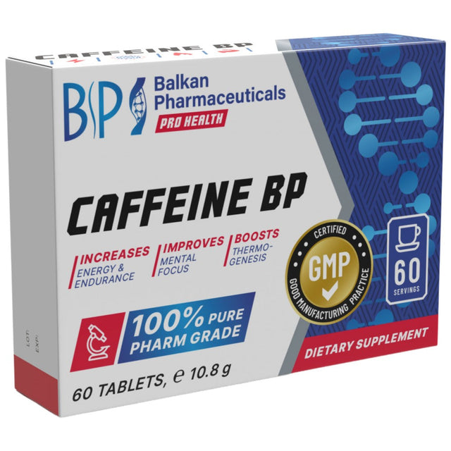 Caffeine BP 100 mg - 60 Таблетки  Balkan Pharmaceuticals - Nutra Best Bulgaria