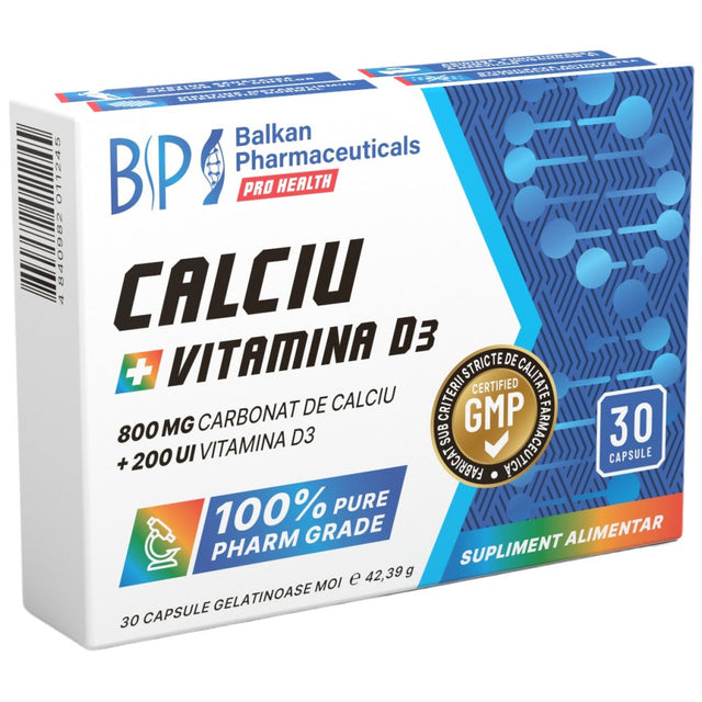 Calcium 800 mg + Vitamin D3 200 IU 30 капсули  Balkan Pharmaceuticals - Nutra Best Bulgaria