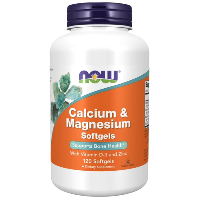 Calcium & Magnesium Softgels / with Vit D and Zinc - 120 Гел капсули  NOW Foods - Nutra Best Bulgaria