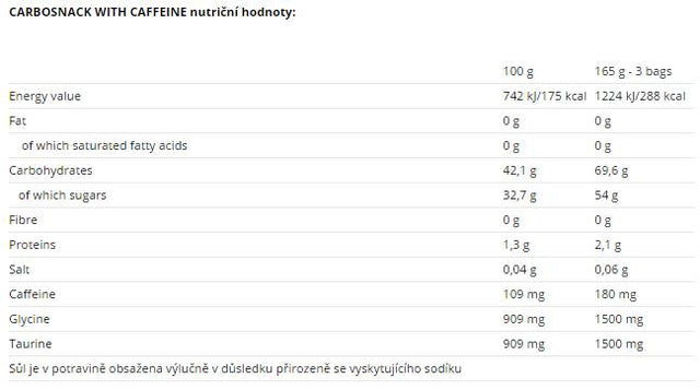 Carbosnack with Caffeine Sachet 18 x 55 грама  Nutrend - Nutra Best Bulgaria