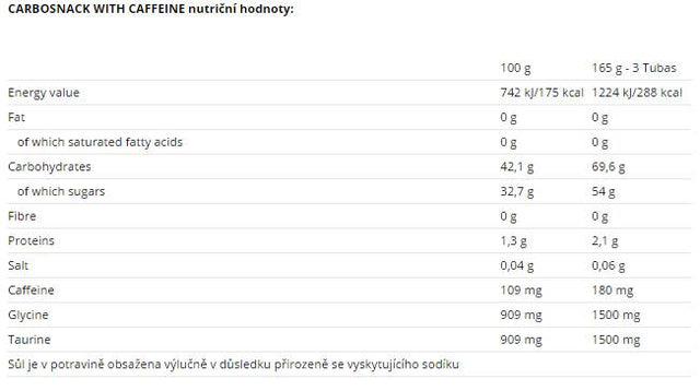 Carbosnack with Caffeine Tube 12 x 55 грама  Nutrend - Nutra Best Bulgaria