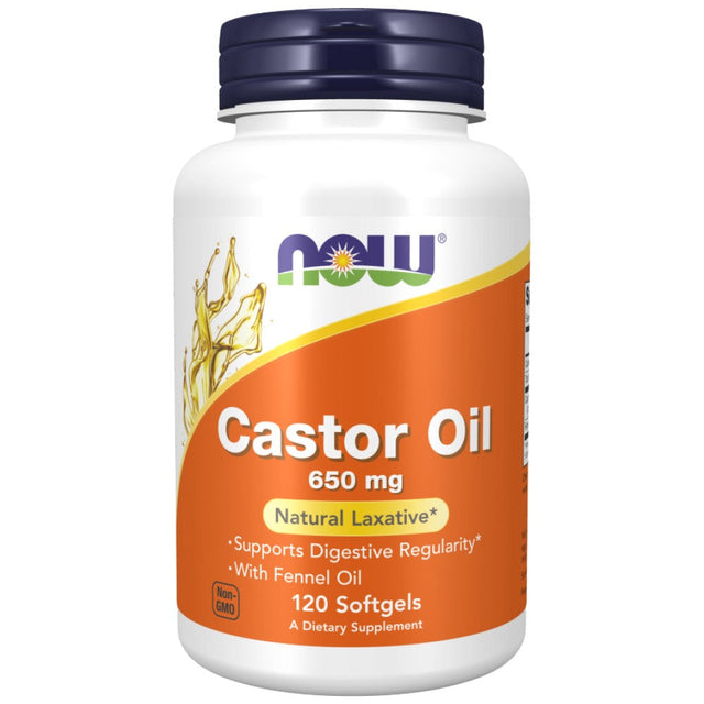 Castor Oil 650 mg - 120 Гел капсули  NOW Foods - Nutra Best Bulgaria