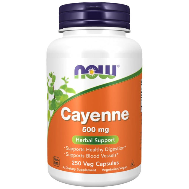 Cayenne 500 mg - 250 капсули  NOW Foods - Nutra Best Bulgaria