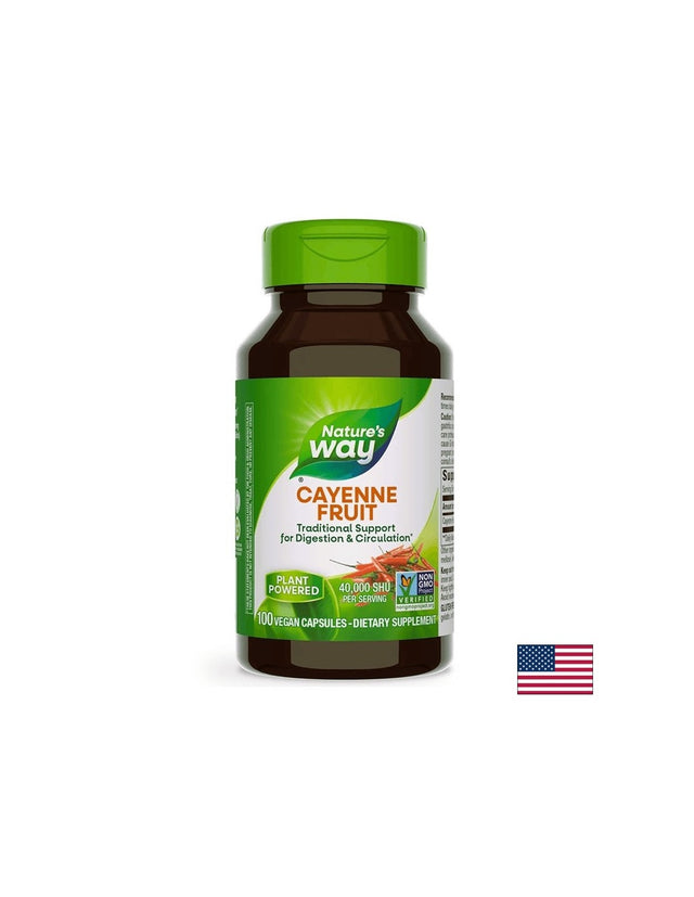 Cayenne Fruit/ Лют червен пипер (плод) 450 mg х 100 капсули Nature’s Way  Nature’s Way - Nutra Best Bulgaria