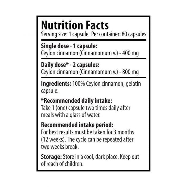 Ceylon Cinnamon 100% 80 капсули  Cvetita Herbal - Nutra Best Bulgaria