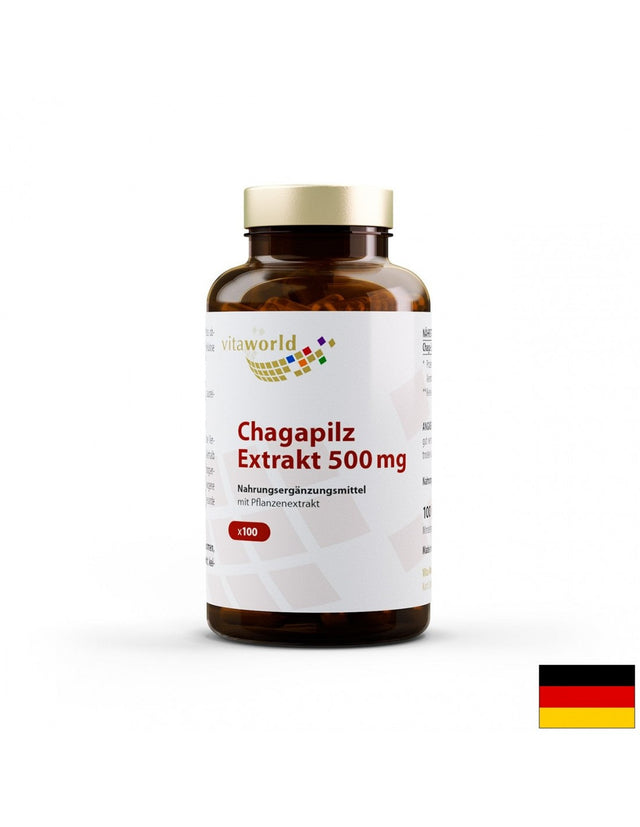 Chagapilz extrakt / Чага 500 mg, 100 капсули  Vita World - Nutra Best Bulgaria