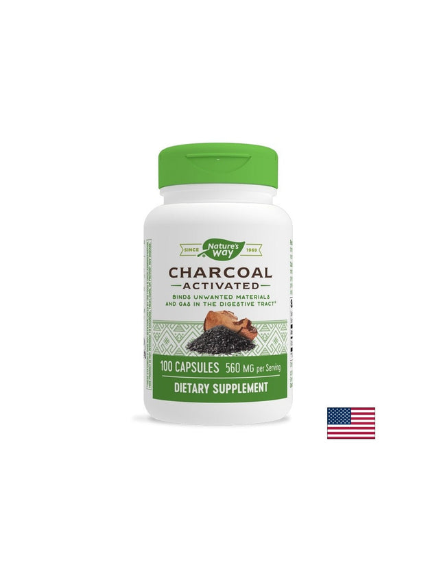 Charcoal Activated/ Активен въглен 280 mg х 100 капсули Nature’s Way  Nature’s Way - Nutra Best Bulgaria