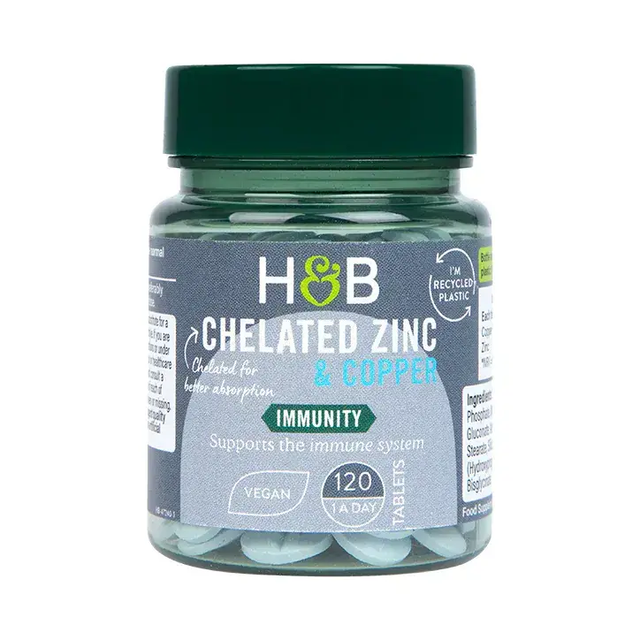 Chelated Zinc & Copper 15mg - 120 Таблетки  Holland and Barrett - Nutra Best Bulgaria
