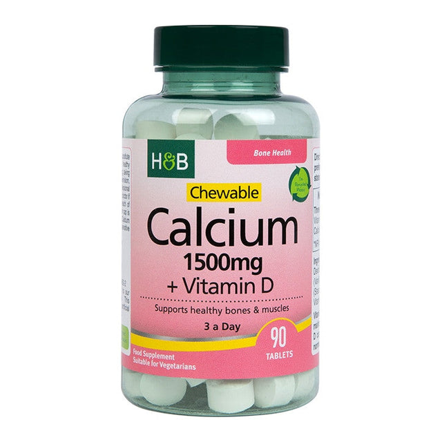 Chewable Calcium 1500 mg + Vitamin D - 90 Дъвчащи таблетки  Holland & Barrett - Nutra Best Bulgaria