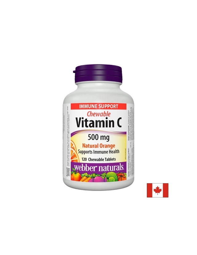Chewable Vitamin C Natural Orange - Витамин С 500 mg, 120 дъвчащи таблетки с вкус на портокал Webber Naturals  Webber Naturals - Nutra Best Bulgaria