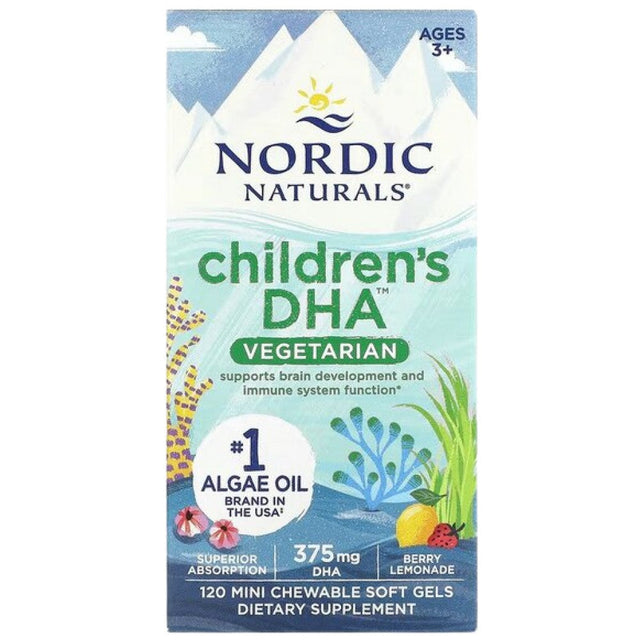 Children's DHA Vegetarian 375 mg - 120 Дъвчащи таблетки  Nordic Naturals - Nutra Best Bulgaria