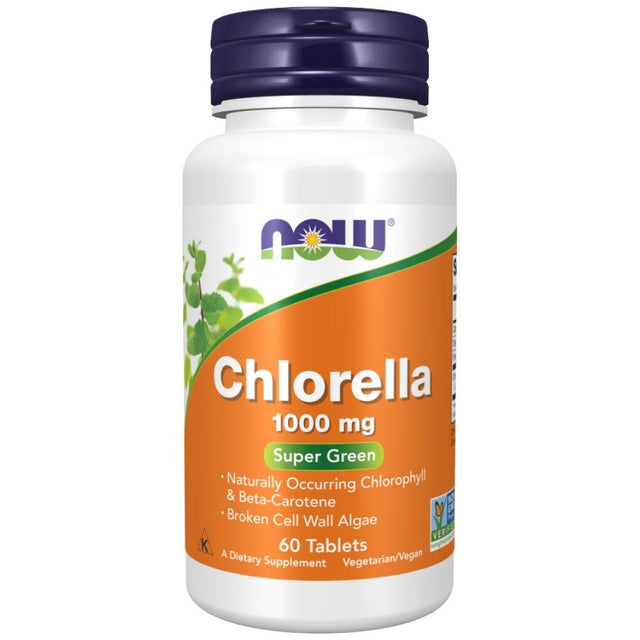 Chlorella 1000 mg - 60 Таблетки  NOW Foods - Nutra Best Bulgaria