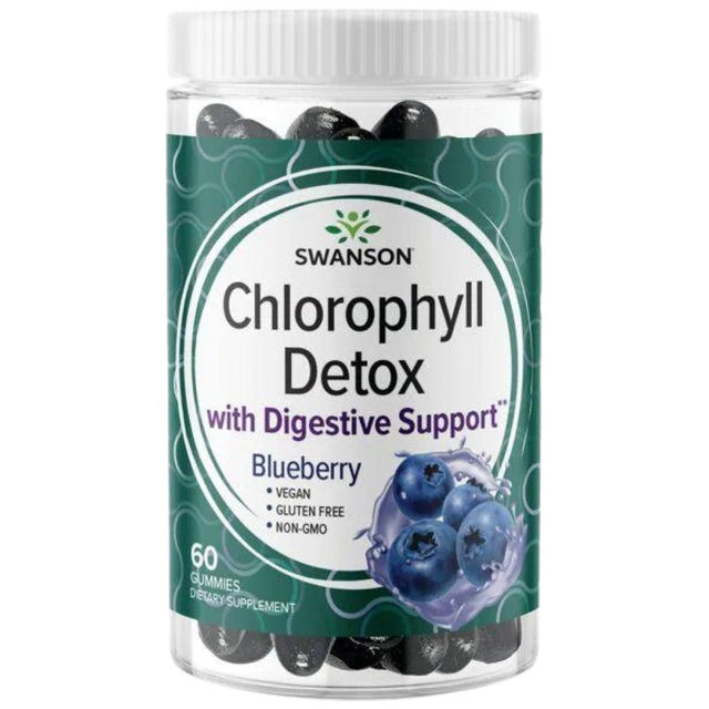 Chlorophyll Detox Gummies | Blueberry - 60 Дъвчащи таблетки  Swanson - Nutra Best Bulgaria