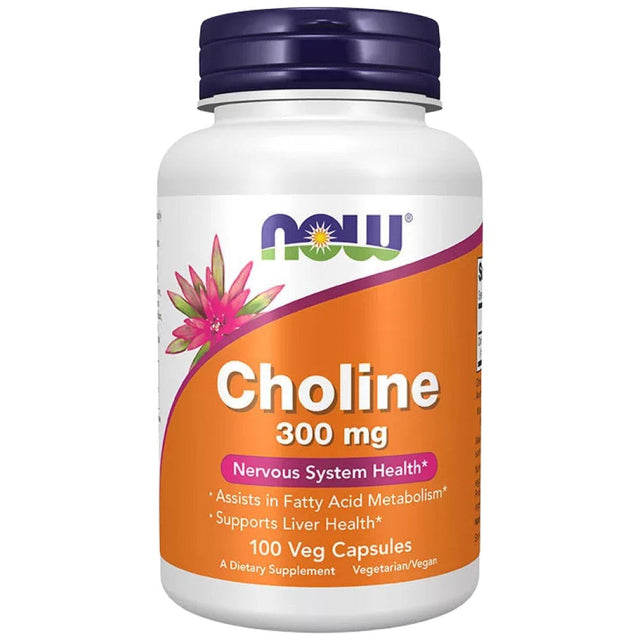 Choline 300 mg | Choline Bitartrate - 100 капсули  NOW Foods - Nutra Best Bulgaria