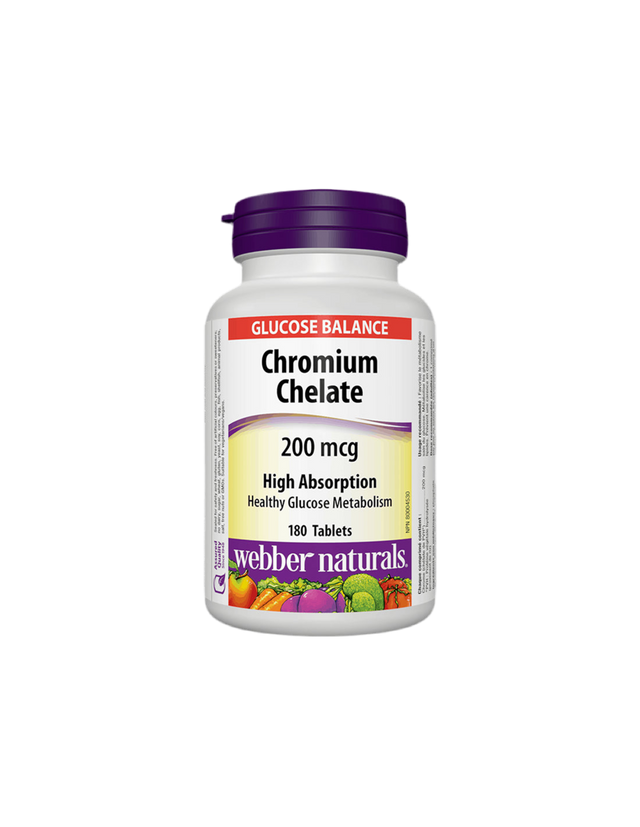 Chromium Chelate/ Хром (хелат) 200 mcg x 180 таблетки  Webber Naturals - Nutra Best Bulgaria
