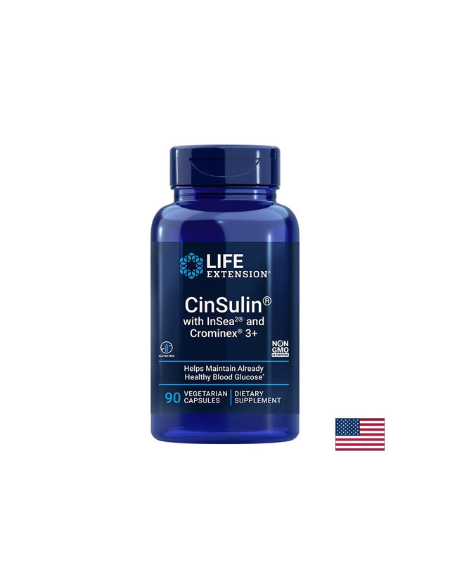 Глюкозен метаболизъм - CinSulin with InSea2 and Crominex®3+, 90 капсули  Life Extension - Nutra Best Bulgaria
