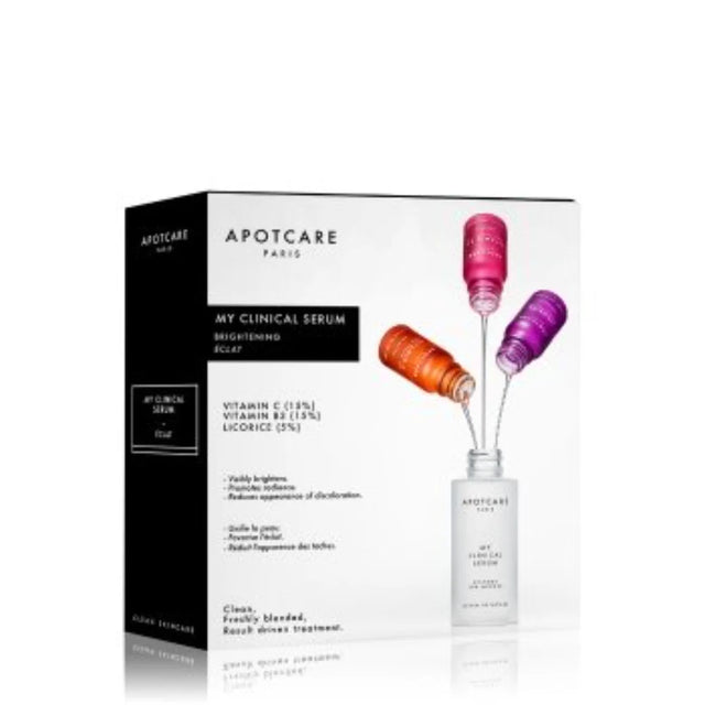 My Clinical Serum Set Apotcare: Vitamin C, Vitamin C, Brightening, Serum, For Face, 10 ml + Vitamin B3, Vitamin B3, Anti-Redness, Serum, For Face, 10 ml + Licorice, Oil-Free, Anti Spot, Day & Night, Serum, For Face, 10 ml  Apotcare - Nutra Best Bulgaria