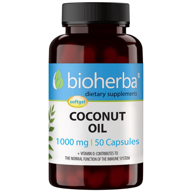 Coconut Oil 1000 mg - 50 Гел капсули  Bioherba - Nutra Best Bulgaria