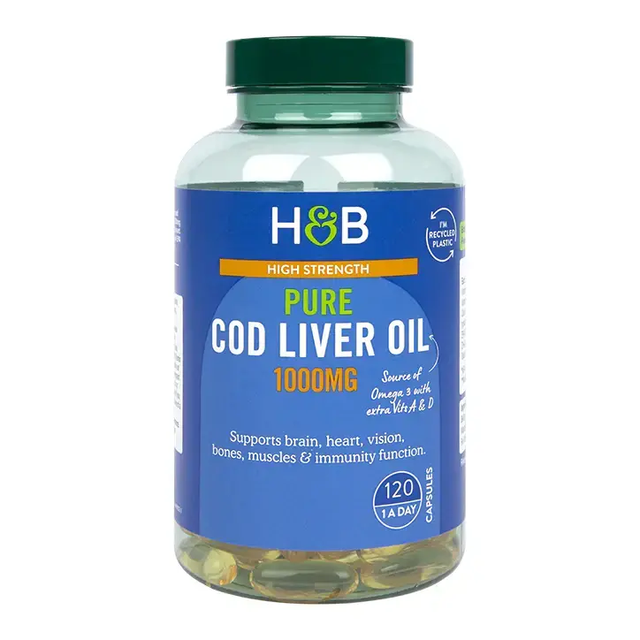 Cod Liver Oil 1000 mg - 120 Гел капсули  Holland and Barrett - Nutra Best Bulgaria