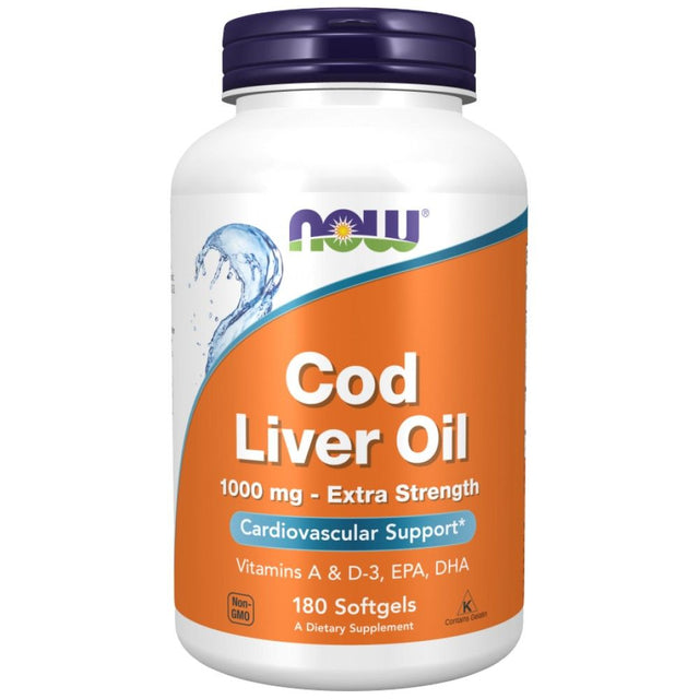 Cod Liver Oil 1000 mg - 180 Гел капсули  NOW Foods - Nutra Best Bulgaria