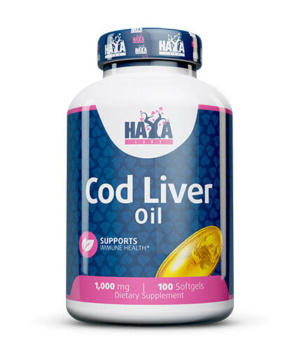 Cod Liver Oil 1000mg. / 100 Softgels  Haya Labs - Nutra Best Bulgaria