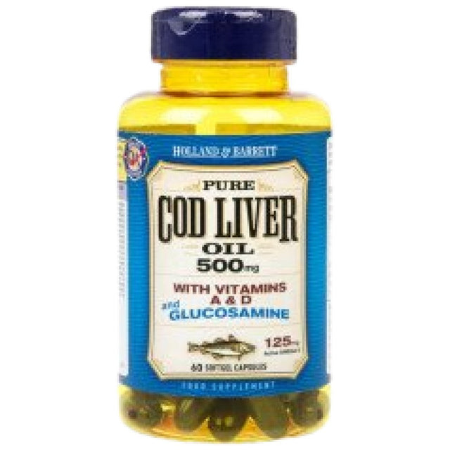 Cod Liver Oil 500 mg | With Glucosamine - 60 капсули  Holland and Barrett - Nutra Best Bulgaria