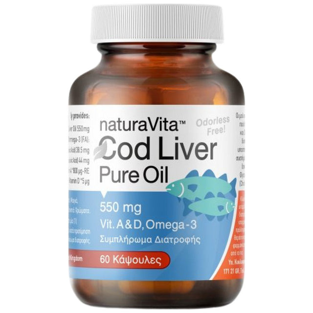 Cod Liver Oil 550 mg - 60 капсули  Natura Vita - Nutra Best Bulgaria