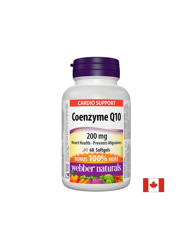Coenzyme Q10 / Коензим Q10, 200 mg, 60 софтгел капсули  Webber Naturals - Nutra Best Bulgaria
