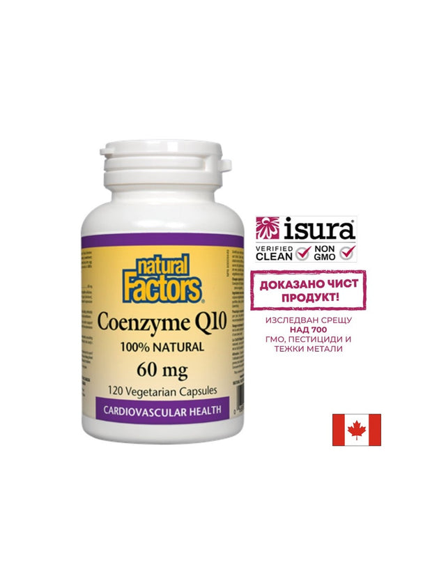 Coenzyme Q10/ Коензим Q10 60 mg x 120 капсули Natural Factors  Natural Factors - Nutra Best Bulgaria