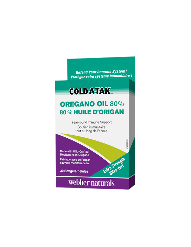 Cold-A-Tak® Oregano Oil Extra Strength / Риган (масло / 80% карвакрол), 180 mg, 30 софтгел капсули  Webber Naturals - Nutra Best Bulgaria