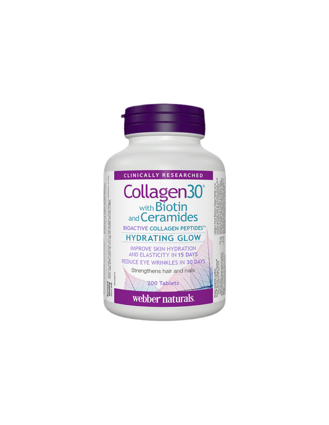 Collagen30® with Biotin and Ceramides / Колаген (биоактивни колагенови пептиди) с биотин и серамиди, 200 таблетки  Webber Naturals - Nutra Best Bulgaria