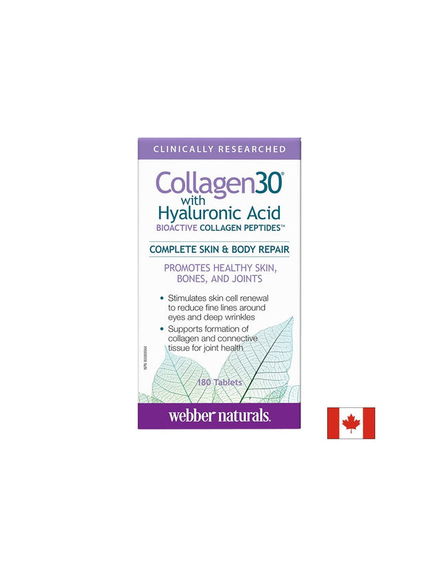 Collagen30® with Hyaluronic Acid / Колаген (биоактивни колагенови пептиди) с хиалуронова киселина, 180 таблетки Webber Naturals  Webber Naturals - Nutra Best Bulgaria