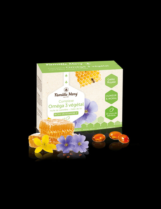 Complexe Oméga 3 végétal - Omega-3 от растителни източници + пчелно млечице, 45 капсули  Famille Mary - Nutra Best Bulgaria