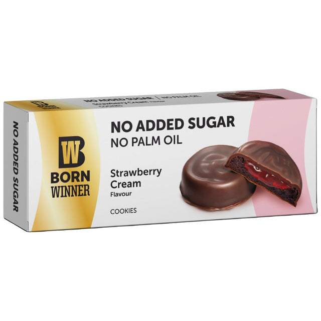 Cookies | No Added Sugar & Palm Oil - Strawberry Cream - 100 грама  Born Winner - Nutra Best Bulgaria