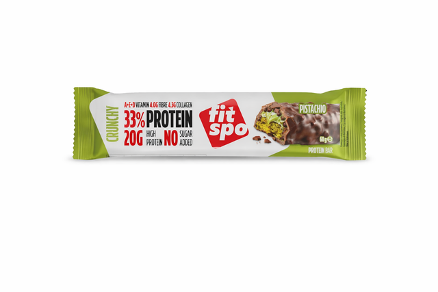 Crunchy Protein Bar Пистачио 33% Протеин – 60 г  FitSpo - Nutra Best Bulgaria