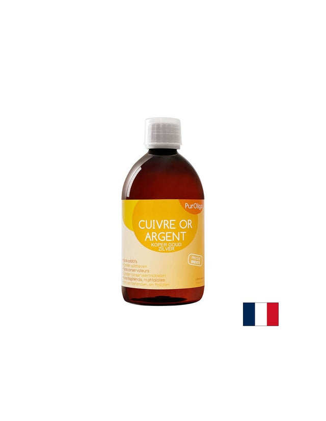 Cuivre Or Argent PurOligo / Йонизиран лосион с колоидно злато, сребро и мед, 500 ml  Laboratoire Studix – Catalyons - Nutra Best Bulgaria