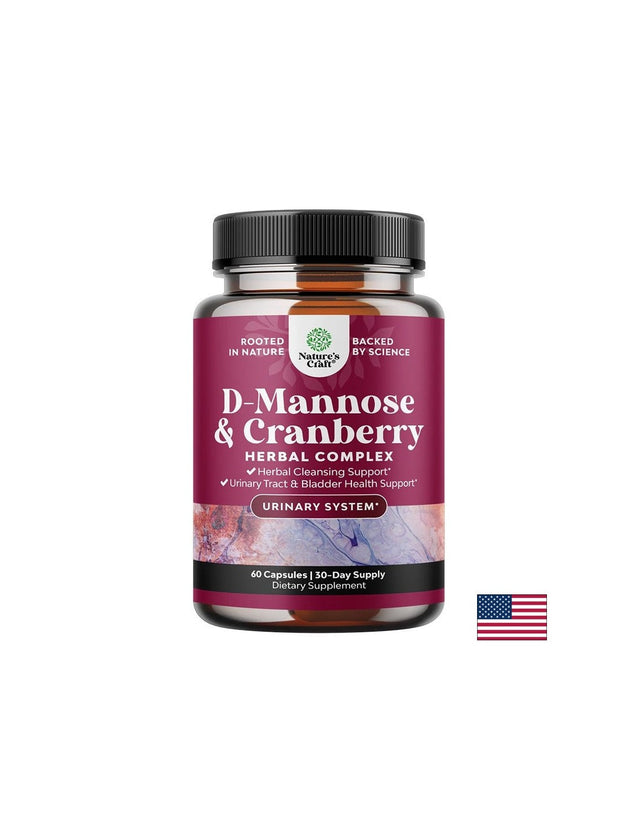 D-маноза 500 mg + Червена боровинка 100 mg – При цистит и инфекции на пикочните пътища, 60 капсули  Nature's craft - Nutra Best Bulgaria