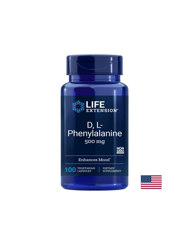 D,L-Phenylalanine/ В подкрепа на мозъчната функция 500 mg х 100 капсули  Life Extension - Nutra Best Bulgaria