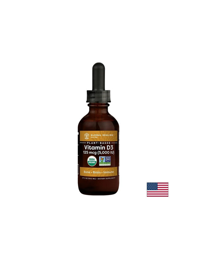 Кости и зъби - Витамин D3, 125 µg 5000 IU x 59.2 ml капки  Global Healing - Nutra Best Bulgaria