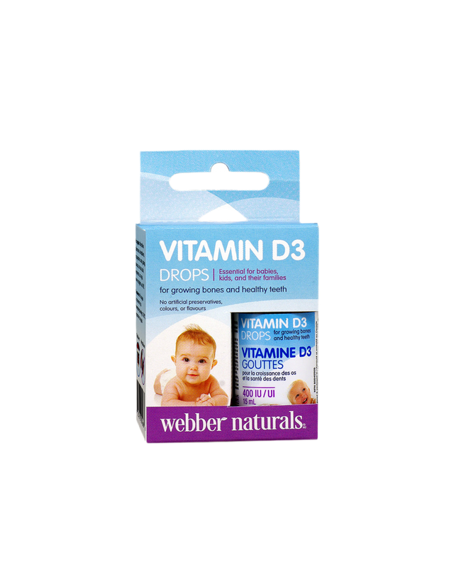 Витамин D3 за бебета и деца, 400 IU x 15 ml/ 500 дози  Webber Naturals - Nutra Best Bulgaria